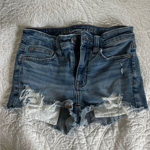 American Eagle Outfitters Blue Distressed Jean Shorts